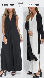 Ensemble robe longue et gilet long 2 pièces pour femmes