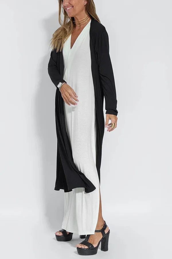 Ensemble robe longue et gilet long 2 pièces pour femmes