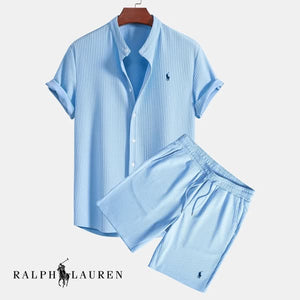 Ensemble chemise et short gaufré pour hommes